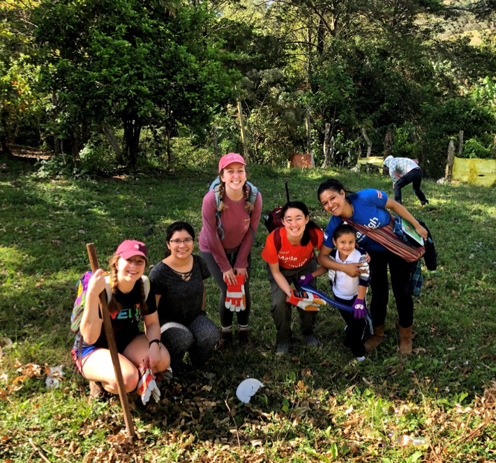 A group of students in a garden in Nicaragua